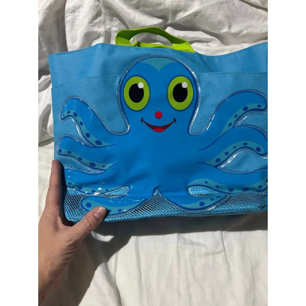 Melissa & Doug turquoise blue octopus beach tote bag like new euc